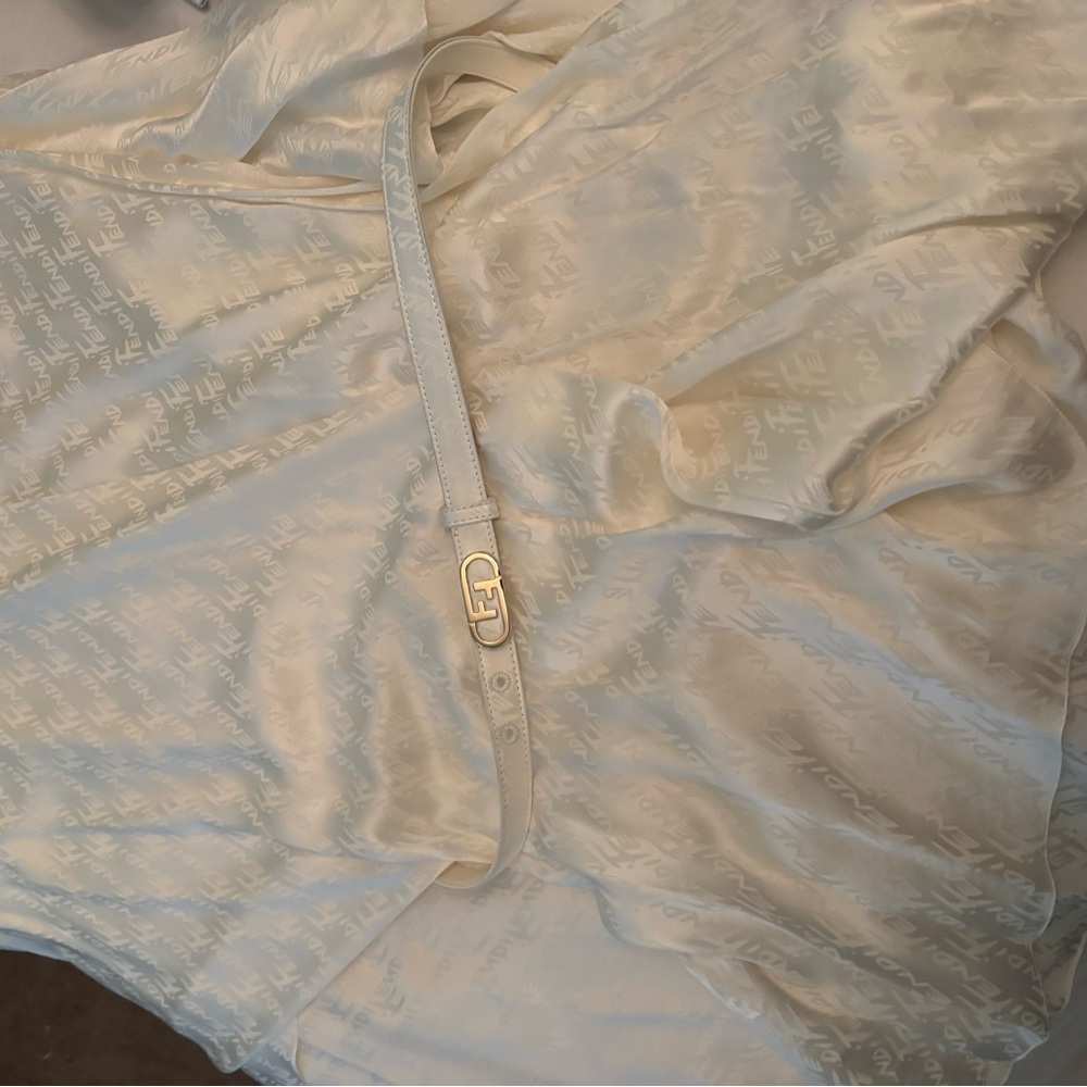 Fendi Cream Silk Dress with Belt